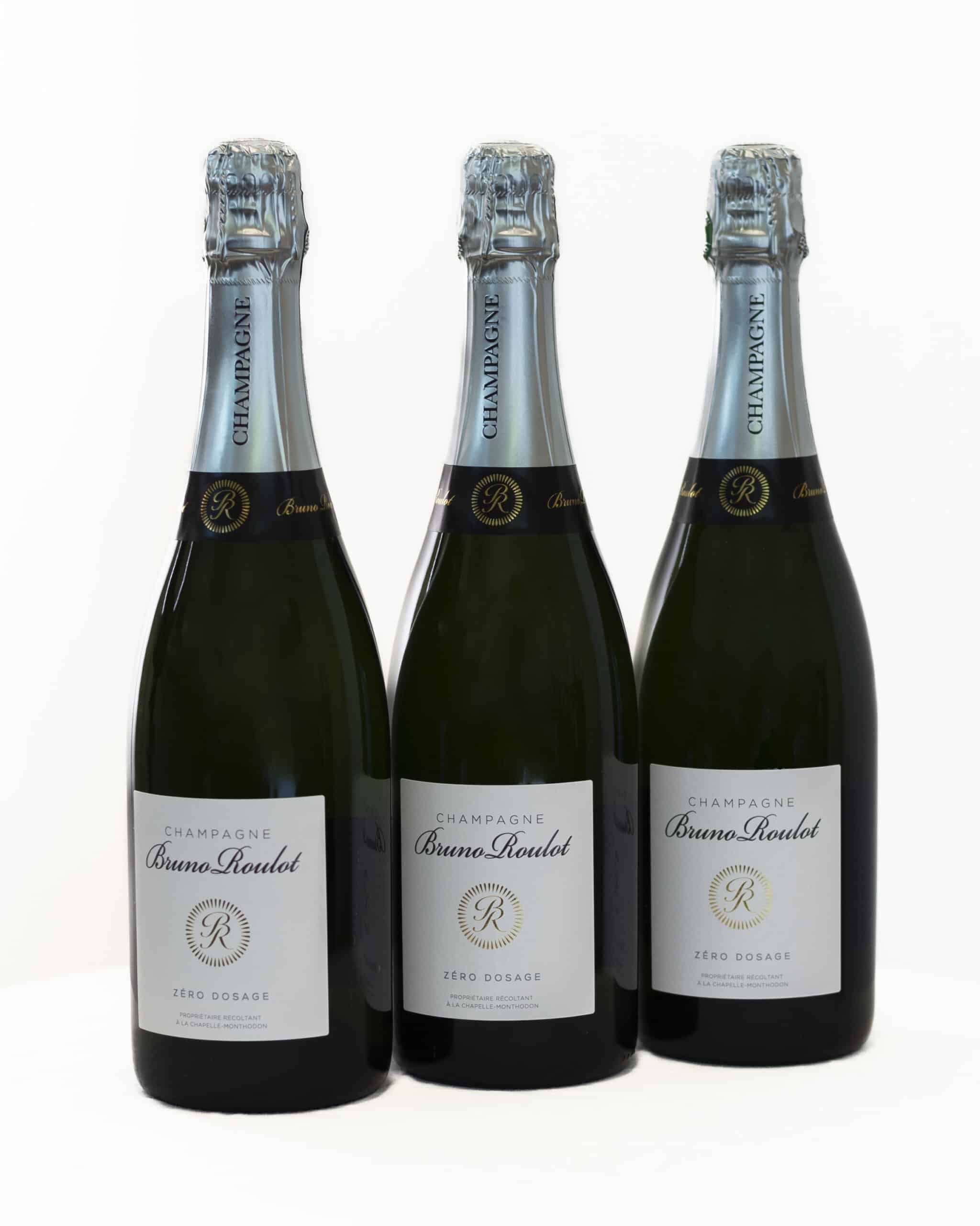 Champagne – Zéro Dosage 3st flaskor mousserande vin med etikett