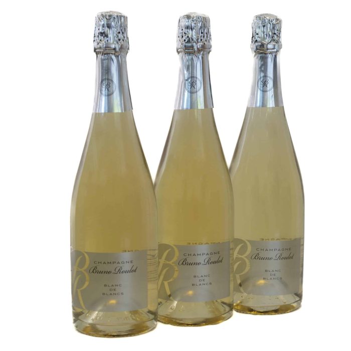 Champagne – Blanc de Blancs 3st flaskor mousserande vin med etikett