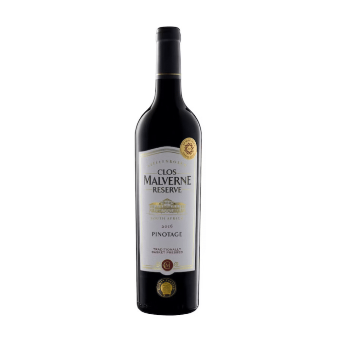 Clos Malverne Pinotage Reserve 2020 rödvinsflaska med etikett