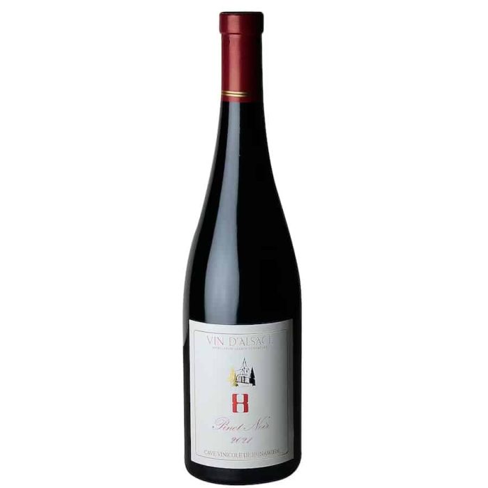 Hunawihr pinot noir 2021 rödvinsflaska med etikett