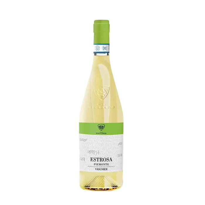 Pico Maccario Estrosa Viognier vitvinsflaska med etikett