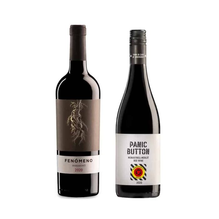 Spansk blandlåda från Yecla 6st flaskor rött vin med etikett